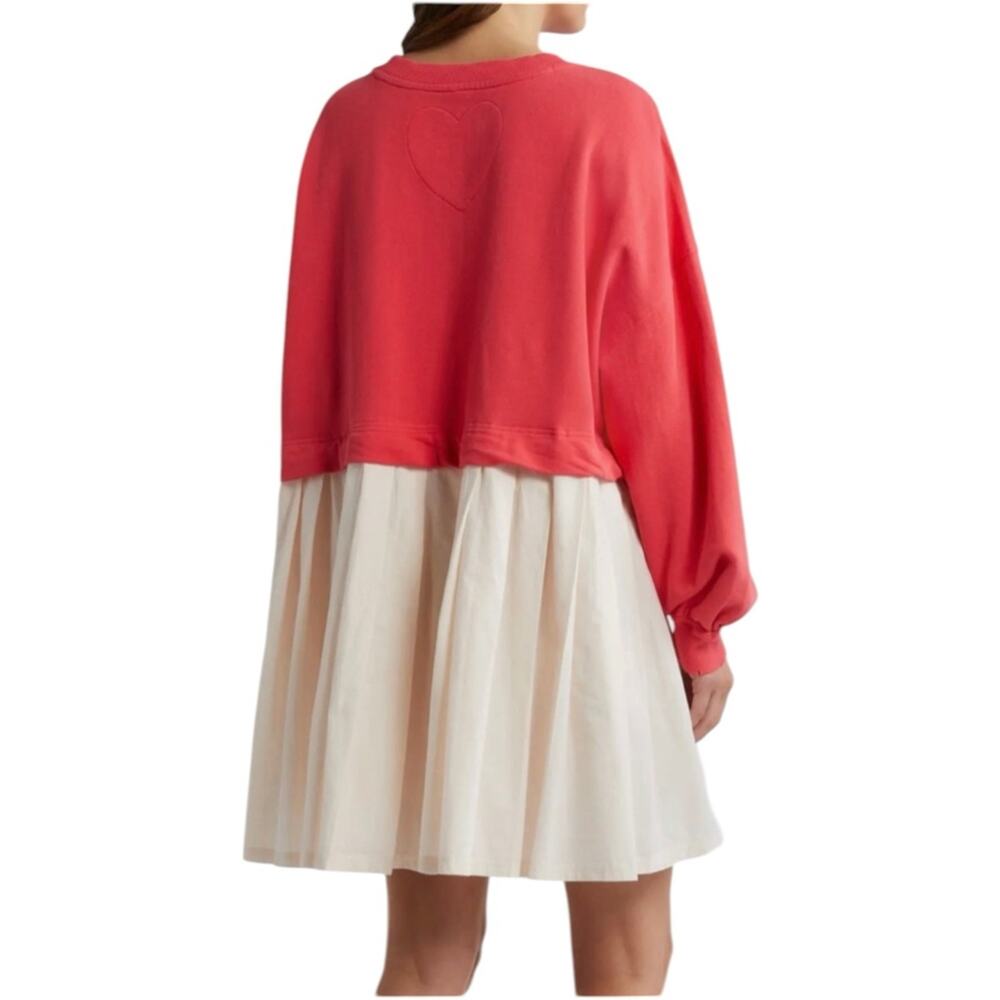 Free People Eleanor Layered Sweatshirt Mini Dress Size Medium Watermelon Wedge - Picture 3 of 9